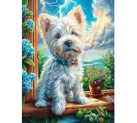 Cachorro de Westie en el Bosque mágico Puzzle 500 Piezas Juguete Educativo Lindo Cuento de Hadas acompañante Rompecabezas Impossible para Adultos Aliviar Estrés Decoración Hogar DIY Creativo 500 PCS