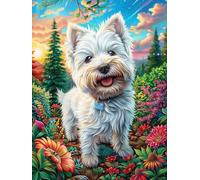 Cachorro de Westie en el Bosque mágico Puzzles 1000 Piezas Maquetas Educativas 3D Animal Lindo de Cuento de Hadas Rompecabezas para Familia Construir DIY Aliviar Estrés Decoración Hogar 1000 PCS