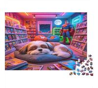 Cachorro Dormido Tienda de Cómics Retro Puzzle de 1000 Piezas Papel Puzzle para Adultos Relajación Decoración Regalo Hogar 38x26cm/1000pcs