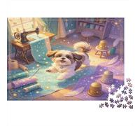 Cachorro en Sala de Costura Puzzle de 1000 Piezas Papel para Adultos Habitación Nocturna Acogedora Puzzle para Toda la Familia Regalo 38x26cm/1000pcs