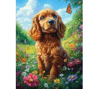 Cachorro Golden Retriever en el jardín floral Rompecabezas 1000 Piezas Cartón Para Parejas Animal de cuento de hadas de acompañamiento Actividad Tiempo Libre Terapia Relajación Decoración Salón Regalo