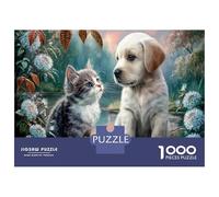 Cachorro Golden Retriever Rompecabezas Clásico De 1000 Piezas Cartón Reciclado Hortensias Floreciendo Relajación Mental Adolescentes 12+, Tiempo Libre, Regalo De Cumpleaños 52x38cm/1000pcs