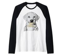 Cachorro Hambriento Comiendo Fideos Ramen Amante de los Perros Foodie Camiseta Manga Raglan