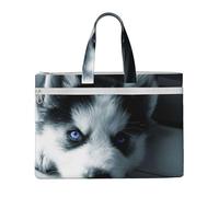 Cachorro husky,Bolsa de lona para documentos con cremallera, bolso de mano, maletín para la escuela y la oficina.