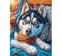 Cachorro Husky con Juguete Puzzle 1000 Piezas Obra De Arte 3D Mitos fantásticoss Rompecabezas para Hombres Y Mujeres Desafío Intelectual Estera Portátil DIY Moderno 1000 PCS