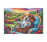 Cachorro jardín Flores Puzzles 1000 Piezas Construir Maquetas Detalladas Tiempo Feliz Rompecabezas para Adultos Desafío Intelectual Juguete Educativo 3D Moderno 1000 PCS