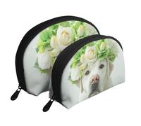 Cachorro Labrador Retriever Gracioso, Bolsa de Maquillaje de Concha, Monedero pequeño para Mujer, Bolsa de artículos de tocador, Bolsa de cosméticos, 2 Piezas