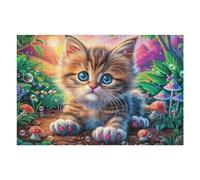 Cachorro Lindo en el arbusto de Flores Puzzles 1000 Piezas Desafío Nivel Difícil Flora Meadow Leaf Rompecabezas para Adultos Aliviar Estrés Decoración Hogar DIY Moderno Portátil 1000 PCS