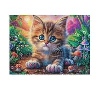 Cachorro Lindo en el arbusto de Flores Puzzles 500 Piezas Impossible 3D Flora Meadow Leaf Rompecabezas para Adultos Desafío Intelectual Estera Portátil DIY Moderno Creativo 500 PCS