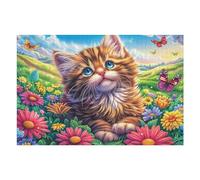Cachorro Lindo en el Parterre de Flores Puzzle 1000 Piezas Relajante Premium Flora Meadow Bloom Rompecabezas para Hombres Y Mujeres Estera Portátil 3D Decoración Hogar Duradera 1000 PCS