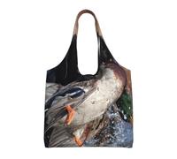 Cachorro negro genial de perro labrador que caza patos,Bolsas de mano reutilizables, bolsas de supermercado, bolso de hombro de lona de gran capacidad