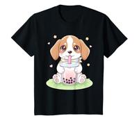 Cachorro Perro Bebiendo té Boba Lindo gráfico Camiseta