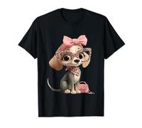 Cachorro Perro Rosa Leopardo Gafas Girly Glam Fashion Graphic Camiseta