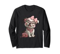 Cachorro Perro Rosa Leopardo Gafas Girly Glam Style Graphic Manga Larga