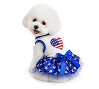 Cachorro Perro vestido, Estados Unidos corazón blanco azul estrellas vestido por petitebella