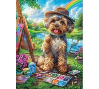 Cachorro Pintor con Suministros de Arte Puzzles 1000 Piezas Impossible 3D Ultra Difícil Mitos fantásticoss Rompecabezas para Adultos Desafío Intelectual Estera Portátil DIY Moderno Creativo 1000 PCS