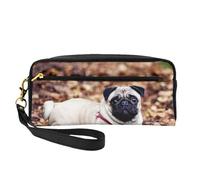 Cachorro Pug, Bolsa de Maquillaje Bolsa de cosméticos Bolsa de Aseo de Viaje portátil Estuche de Cuero para Mujeres y niñas