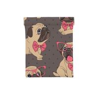Cachorro Pug de Dibujos Animados con Gafas y Pajarita, Squeeze Top Wallet Bolsa de Almacenamiento para Mujer Monedero pequeño Bolsa de Cambio