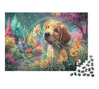 Cachorro Que sostiene una Margarita en la Boca Rompecabezas Mascotas Puzzle 1000 Piezas - Regalo, Juego Familiar, Decoración del Hogar, para Adultos 38x26cm/1000pcs