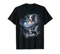 Cachorro Retro con Meme Pirata de los 90 del Border Collie Howling Moon Camiseta