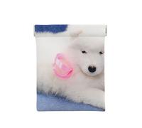 Cachorro Samoyedo Cachorro De Perros Blancos con Lazo Peludo, Squeeze Top Wallet Bolsa de Almacenamiento para Mujer Monedero pequeño Bolsa de Cambio