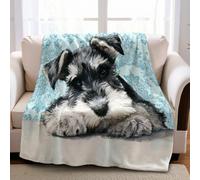 Cachorro Schnauzer Animal Manta de Franela 150 x 200 cm Azul Claro Manta Mullida y Suave con Estampado Decorativo para Sofá y Adultos