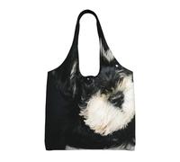 Cachorro Schnauzer miniatura,Bolsas de mano reutilizables, bolsas de supermercado, bolso de hombro de lona de gran capacidad