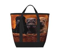Cachorro Shar Pei Negro Perros Pequeños Cachorro Gris Mascotas,Bolsas de almuerzo de gran capacidad, bolsa de mano térmica para mujeres, hombres, trabajo, picnic, viajes.