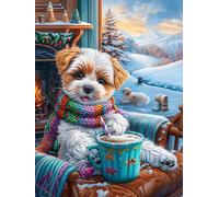 Cachorro shiba inu con una taza en una habitación acogedora Puzzles 300 Piezas Decorativo Coleccionable Ciencia ficción sueño mágico Obra De Arte Rompecabezas Familiar Para Adultos Desafío Avanzado DI