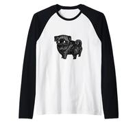 Cachorro Tierno Mirando Desde La Esquina Camiseta Manga Raglan