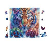 Cachorro Tigre Rainbow Eyes Rompecabezas 100 Piezas Cartón Grueso para Coleccionistas Eventos Team Building Ocio En Casa Regalo Fin De Año Mejor Valorado 28x28cm