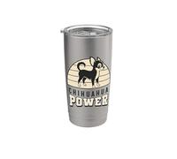 Cachorro vintage lindo Chihuahua Power Vaso térmico de acero inoxidable de doble pared