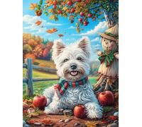 Cachorro West Highland Terrier con Manzanas Rompecabezas 500 Piezas Cartón para Principiantes Juego Familiar Ejercita La Mente Garantía Reposición Piezas 500 PCS