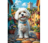 Cachorro West Highland Terrier en el jardín de flores Puzzle 1000 Piezas Hogar Decoración Mitos animal-planta Rompecabezas Para Hombres Y Mujeres 3D DIY Creativo Aliviar Estrés Desafío Intelectual 100