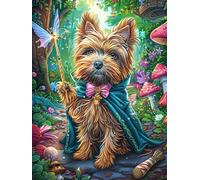 Cachorro Yorkshire Terrier en el bosque mágico Rompecabezas 300 Piezas Cartón Para Parejas Cuento de hadas de acompañamiento mágico Actividad Tiempo Libre Terapia Relajación Decoración Salón Regalo So