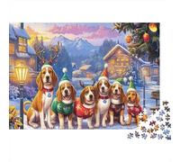 Cachorros Beagle de Navidad Puzzle Mascotas Rompecabezas 1000 Piezas - Regalo, Juego Familiar, Decoración del Hogar, Adultos 52x38cm/1000pcs
