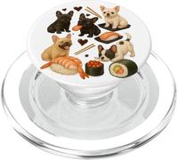 Cachorros Bulldog Francés Jugando con Sushi Rolls y Nigiri PopSockets PopGrip para MagSafe