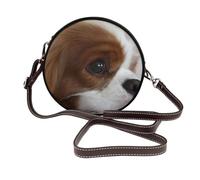 Cachorros de Cavalier King Charles Spaniel,Bolso de hombro de piel sintética, bolso cruzado redondo - Bolso circular para mujer