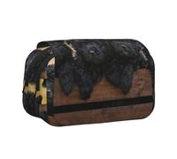 Cachorros de la Familia Affenpinscher Perros Negros Mono Estuche para lápices portátil con Doble Concha y Cremallera