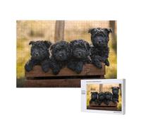 Cachorros de la Familia Affenpinscher Perros Negros Mono,Rompecabezas de Madera de 1000 Piezas para Adultos y Adolescentes.