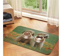 Cachorros de Labrador Retriever Amarillo,Tapete para Comida de Mascotas, manteles Individuales de Cuero sintético para Gatos y Perros,40x60cm