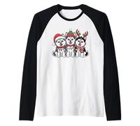Cachorros de Navidad Husky - Lindos Huskies Siberianos de Navidad Camiseta Manga Raglan
