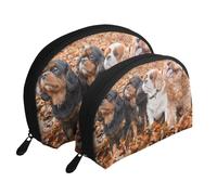 Cachorros de otoño Cavalier King Charles Spaniel, Bolsa de Maquillaje de Concha, Monedero pequeño para Mujer, Bolsa de artículos de tocador, Bolsa de cosméticos, 2 Piezas