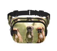 Cachorros de Perro Boxer, Mascotas y Perros de Familia,Riñonera Cuadrada de Doble Capa, Bolso de Viaje, Bolso Informal para el Pecho.