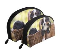 Cachorros de Perro de montaña de Berna, Bolsa de Maquillaje de Concha, Monedero pequeño para Mujer, Bolsa de artículos de tocador, Bolsa de cosméticos, 2 Piezas