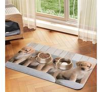 Cachorros de Perro Golden Retriever y Labrador,Tapete para Comida de Mascotas, manteles Individuales de Cuero sintético para Gatos y Perros,30x45cm