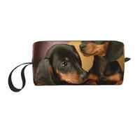 Cachorros De Perro Salchicha Mascotas Perros Perro Salchicha Pequeño, Bolsa de Maquillaje Bolsa de cosméticos Bolsa de artículos de tocador de Viaje portátil Bolsa de Maquillaje
