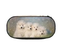Cachorros de Samoyedo, Perros Blancos, Familia, Samoyedo pequeño, Estuche pequeño para lápices, Estuche para lápices de Gran Capacidad, Organizador de papelería de Oficina