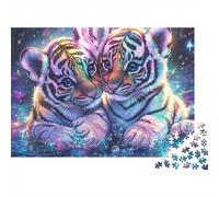 Cachorros de Tigre Fantasía Puzzle de 1000 Piezas Cartón para Adultos Brillo Nocturno Juego de Puzzle 1000 Piezas Familia Relajante Regalo 52x38cm/1000pcs