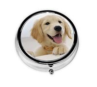 Cachorros Golden Retriever impresos, pastillero, pastillero cuadrado para bolsillo o monedero, pastillero pequeño, organizador de pastillas de viaje